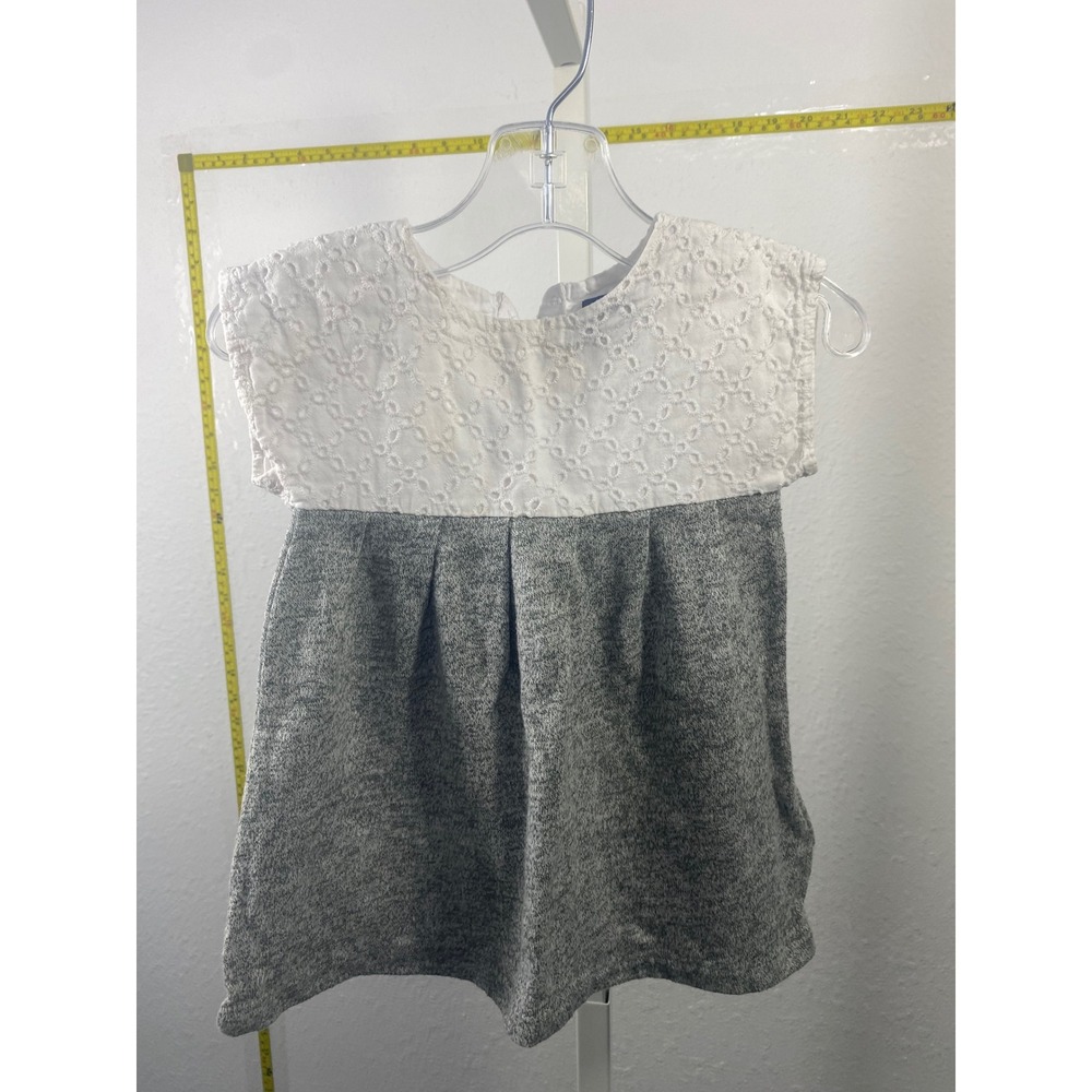 Baby Gap Toddler Girls Eyelet Lace Knit Dress Grey White 12-18 Months Sleeveless